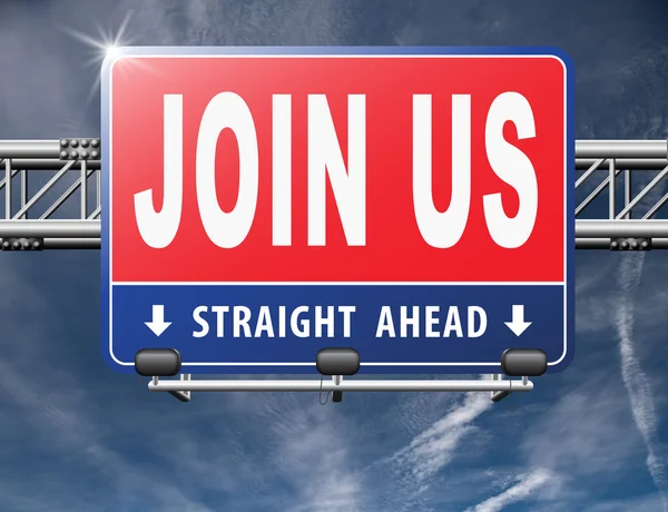 Join us now road sign — Stock Photo, Image