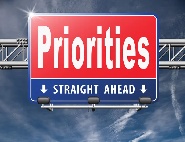 Priorities, road sign billboard. — Stock Photo, Image