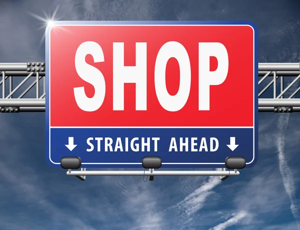 Shop nu teken — Stockfoto
