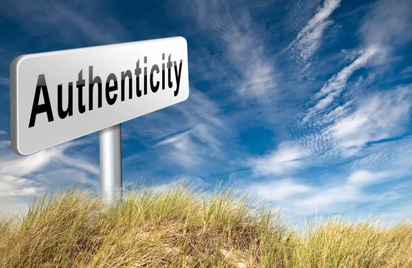 Authenticity, road sign billboard. — Stock Photo, Image