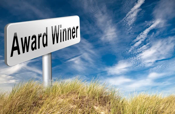 Award winnaar, verkeersbord billboard. — Stockfoto