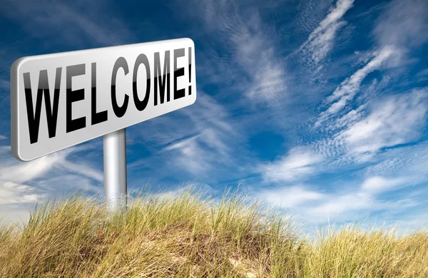 Welcome road sign billboard — Stock Photo, Image