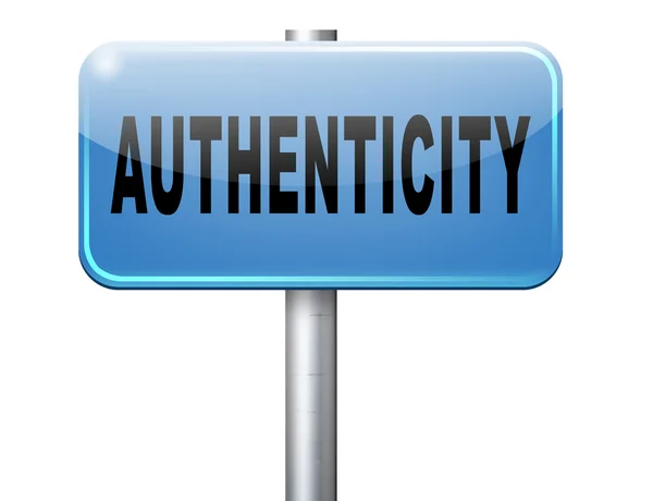 Authenticity, road sign billboard. — Stock Photo, Image