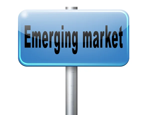 Emerging market, road sign billboard. — Stock Photo, Image