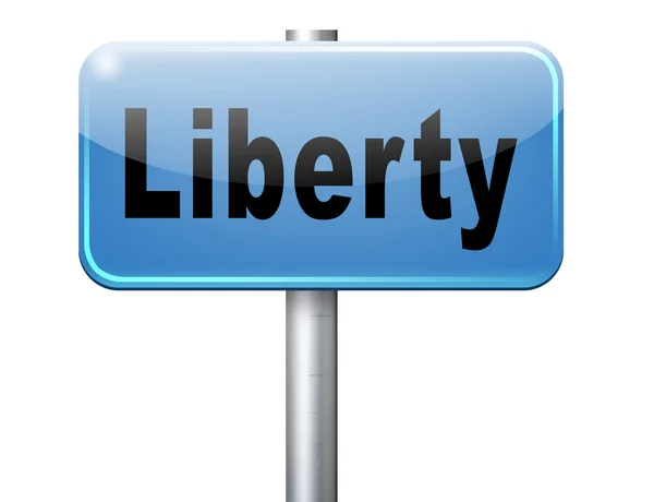 Liberdade e liberdade sinal de estrada outdoor — Fotografia de Stock