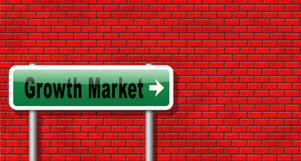 Mercado de crescimento, cartaz sinal de estrada . — Fotografia de Stock
