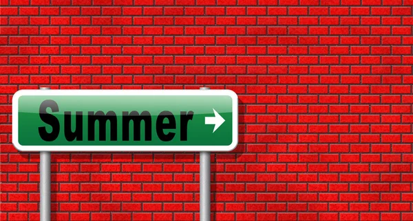 Summer, road sign billboard — Stock Photo, Image