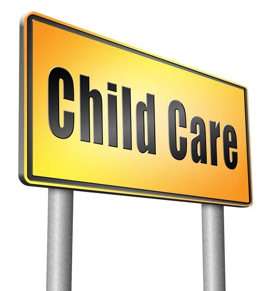 Opieka nad dziećmi, znak drogowy billboard. — Zdjęcie stockowe