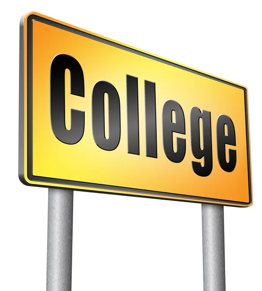 College Vägmärke, billboard — Stockfoto