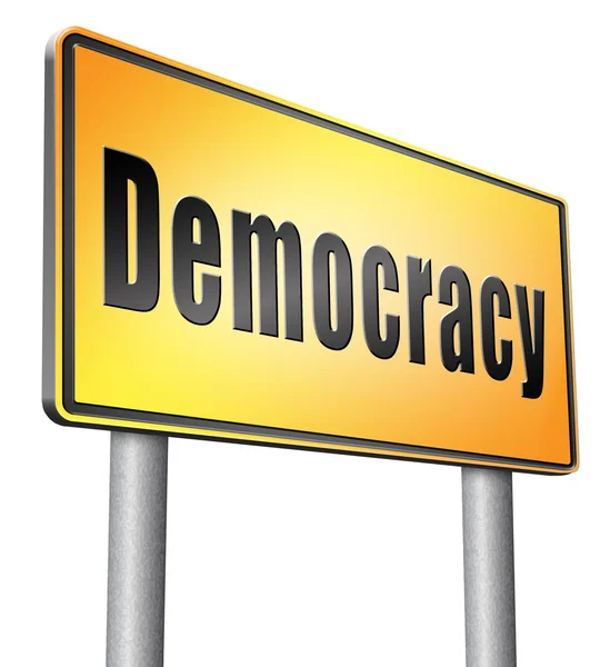 Democratie, verkeersbord billboard. — Stockfoto