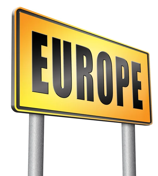 Europe, road sign billboard. — Stock Photo, Image