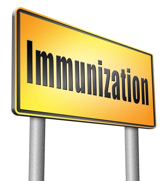Imunizace, dopravní značka billboardu — Stock fotografie