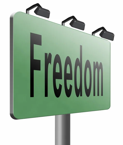 Liberdade e liberdade sinal de estrada outdoor . — Fotografia de Stock