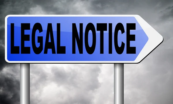 Legal notice road sign — Stock Photo, Image
