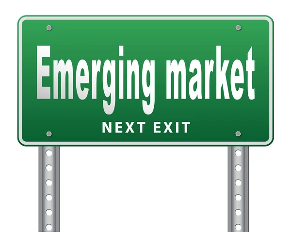 Emerging market, road sign billboard. — Stock Photo, Image