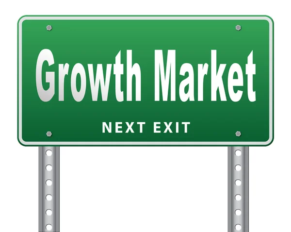 Growth market  road sign billboard — Stock Photo, Image