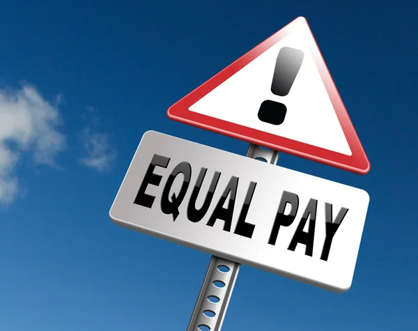 Igualdade de remuneração, cartaz sinalizador rodoviário . — Fotografia de Stock