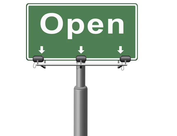 Open sign indicating shop — Stock Photo, Image