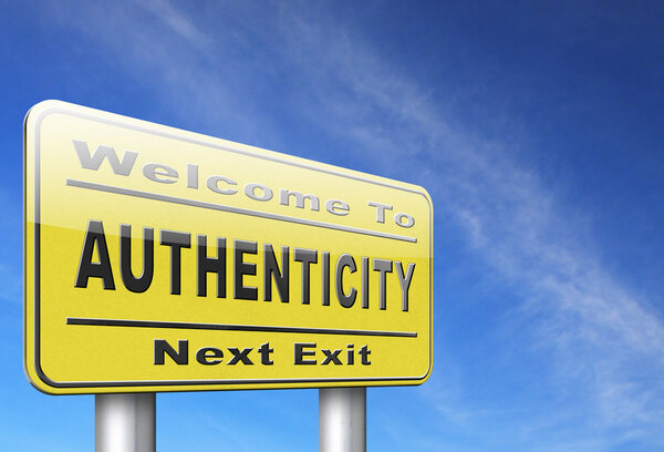 Authenticity yellow sign