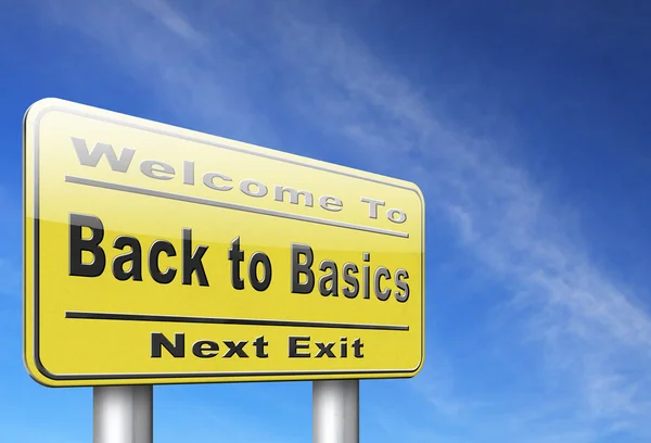 Back to basics yellow sign — Stock Photo, Image