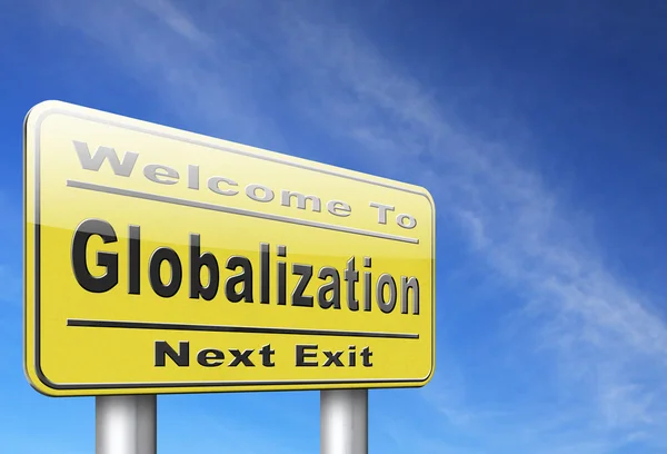 Globalization yellow sign — Stock Photo, Image