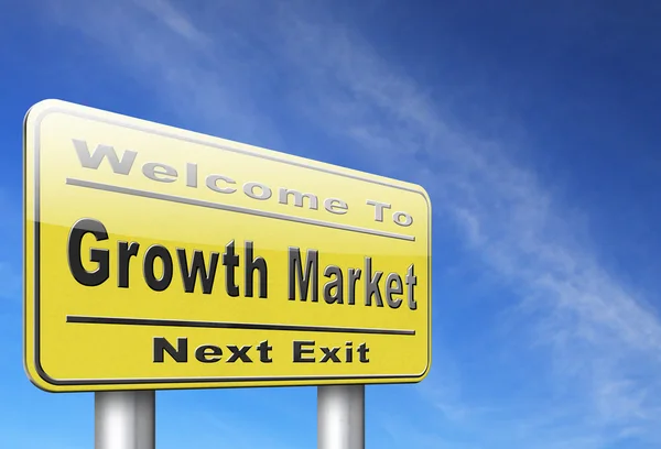 Growth market yellow sign — Stock Photo, Image