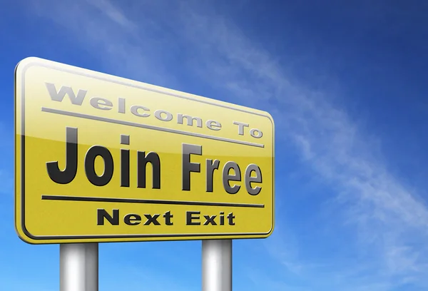 Join free membership yellow sign — Stock Photo, Image