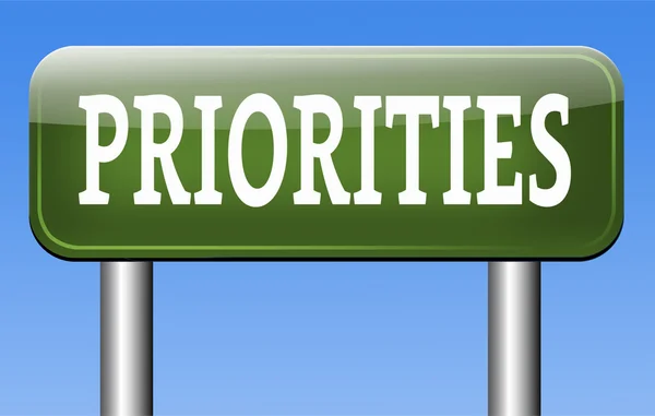 Prioriteringar tecken — Stockfoto