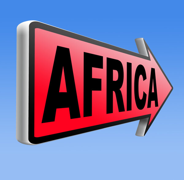 Africa continent tourism vacation and travel destination sign