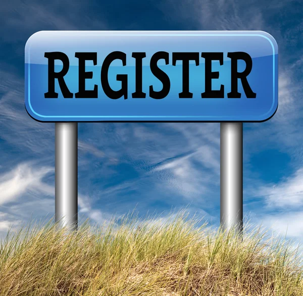 Register now sign — Stock Photo, Image