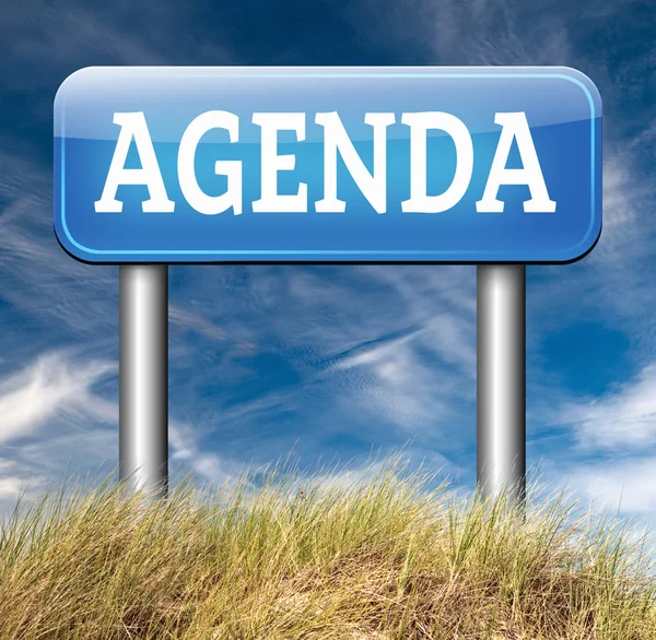 Agenda verkeersbord — Stockfoto