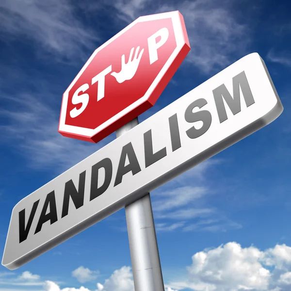 Stopp-Vandalismus-Schild — Stockfoto