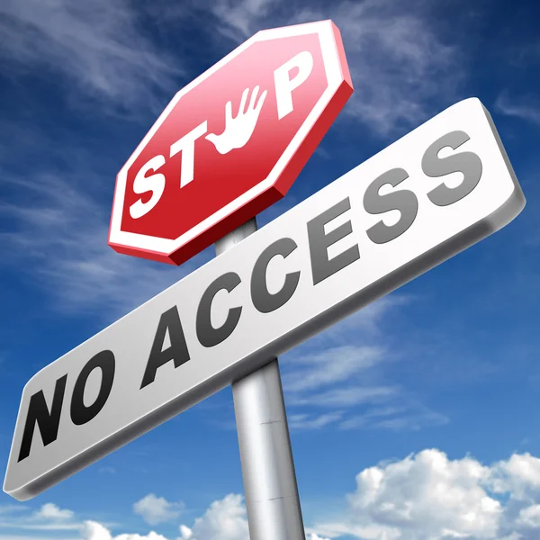 Nessun segno di stop di accesso — Foto Stock
