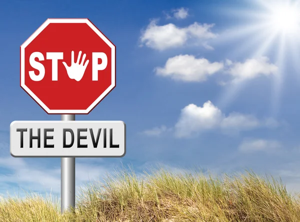 Detener el texto del diablo —  Fotos de Stock