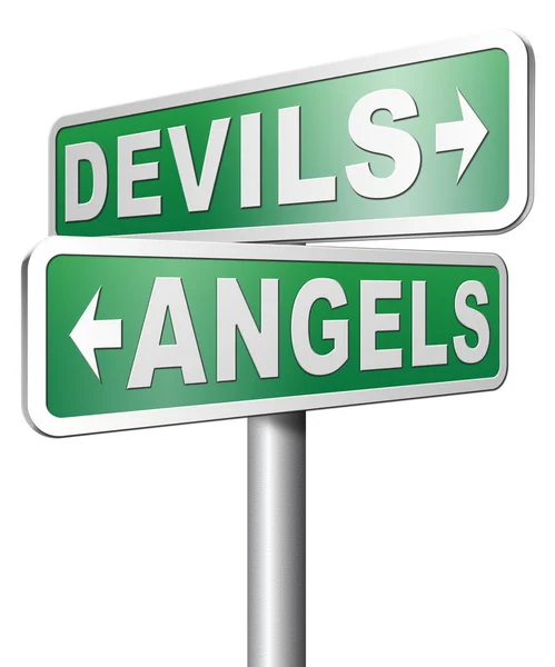 Djävlar och änglar tecken — Stockfoto