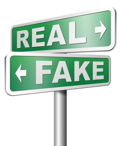 Fake kontra verkligt tecken — Stockfoto