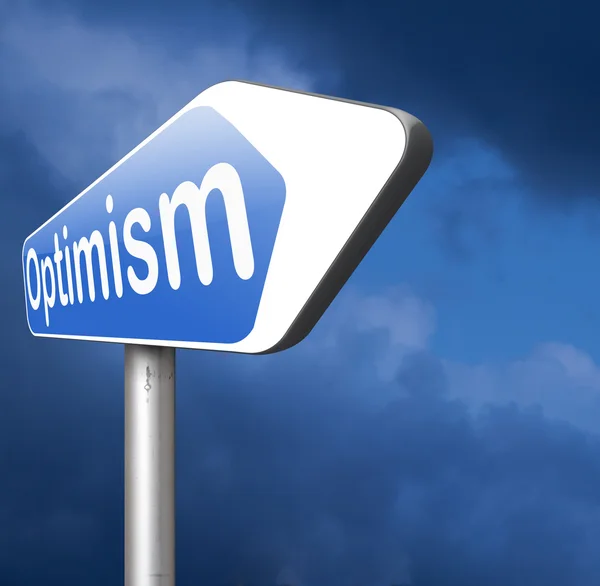 Optimist blue road sign — Stok Foto