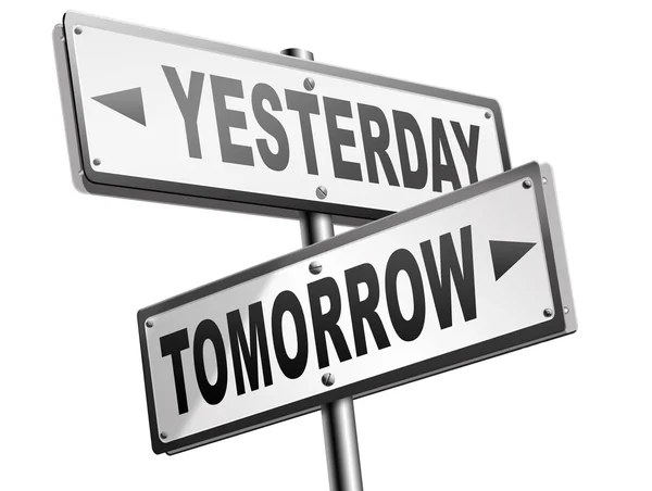 I går eller i morgon framtida eller tidigare — Stockfoto
