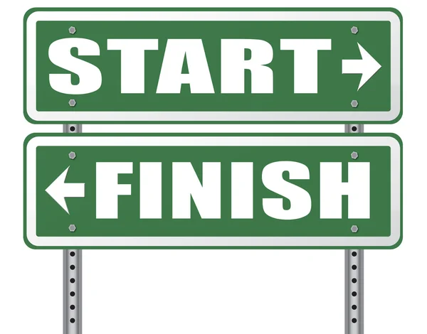 Start to finish  road sign — Stock Photo, Image