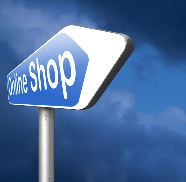 Online-Shop Straßenschild — Stockfoto