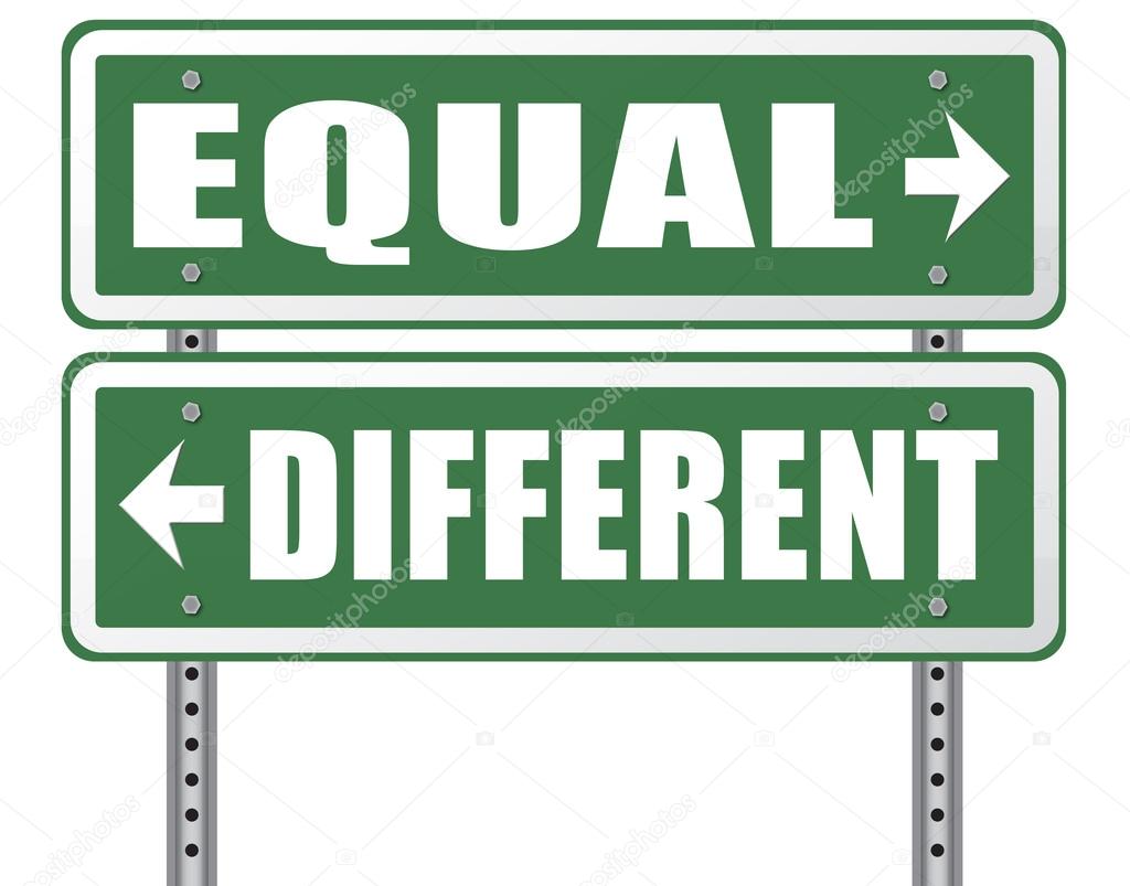 Equal or different  road sign