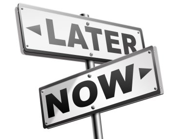 now or later time for action clipart