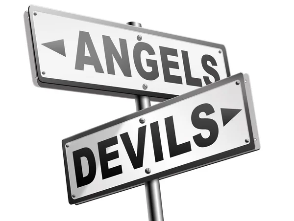Devil and angel road signs — Stock Photo, Image