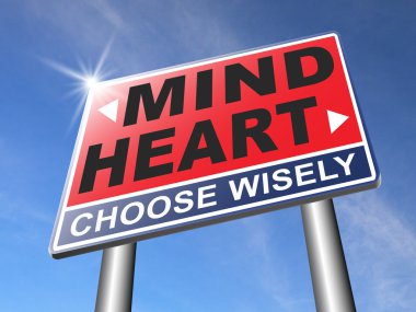 Heart over mind road sign clipart