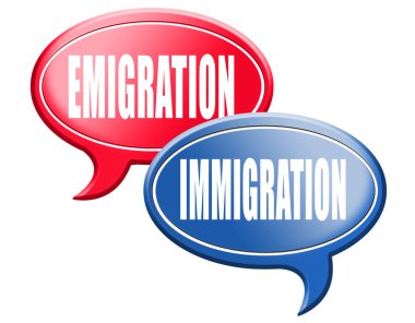 Immigration or emigration speech bubbles
