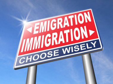 Immigration or emigration road sign clipart