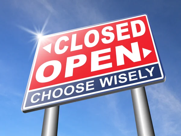 Open or close  road sign — Stock Photo, Image