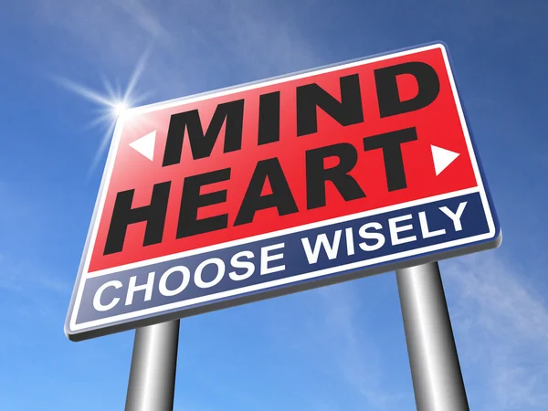 Heart over mind road sign — Stock Fotó