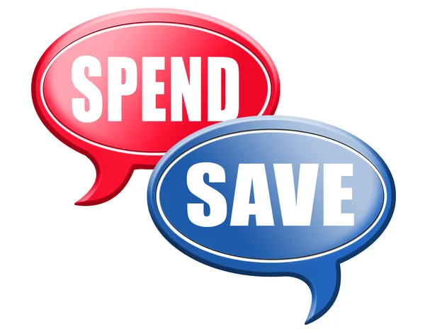 Save or spend money speech bubbles — Stockfoto