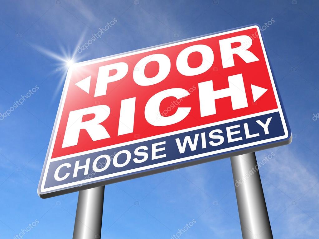 rich or poor road sign